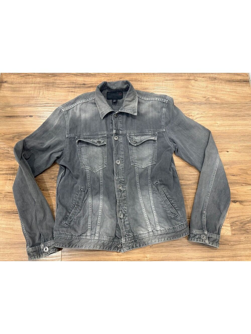 Guess Jeans Gray Denim Trucker Jacket Men's XL (Fits L) Cotton Faded